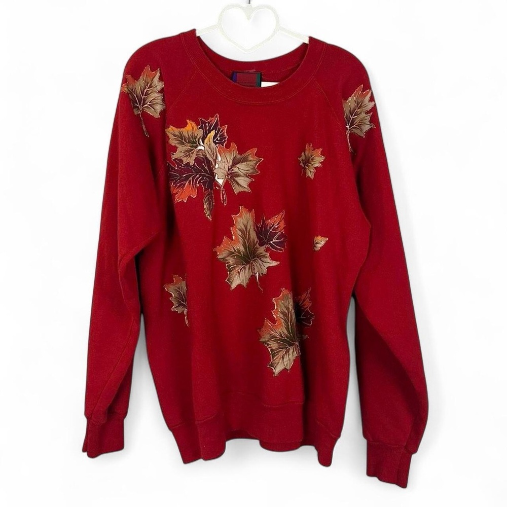 Red Leaf Print Sweatshirt